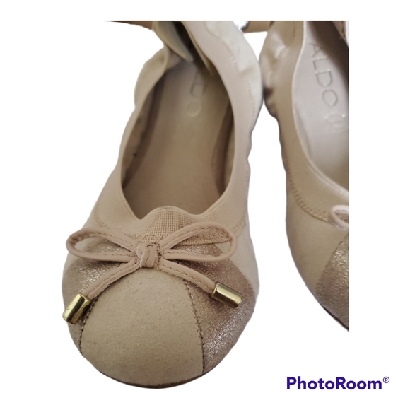 ALDO Blush Pink Bow Tie Flats Shoes - Size 5 / 35 - Picture 2 of 5